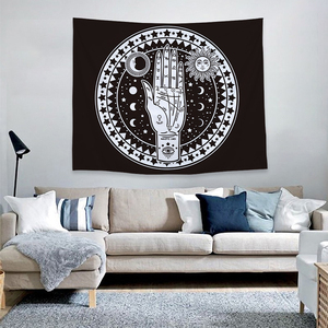 Mandala tapiz blanco y negro de impresión Digital rectángulo colgante de pared tapiz pelo corto de tapiz - Product Image 3