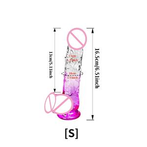 Weiblicher Mastur bator Künstlicher Macaron Gradient Slim Dildo Saugnapf Günstiger Kristall Transparent Jelly Fisting Dildo 24cm 10inch - Product Image 4