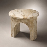 Table d'appoint arquée en marbre Calacatta, table en pierre naturelle, table de chevet