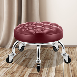 Vente en gros <span class=keywords><strong>Tabouret</strong></span> bas mobile <span class=keywords><strong>pour</strong></span> adultes et enfants Patinage à roulettes Siège rond en cuir avec roulettes <span class=keywords><strong>pour</strong></span> le salon - Product Image 2