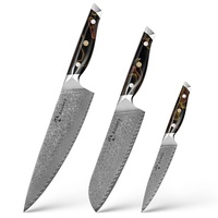 Damascus Santoku-mes met lemmet & hars handvat |   Ultrascherpe VG10 kern voor chefs, flexibele MOQ-opties