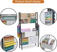 Meuble d'Organisation et de Rangement Compatible Machines Cricut, Table avec Panneau Perforé, Supports Vinyle et Rangement pour Machines Cricut