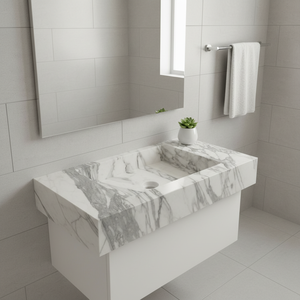 YUANDA Piano di Lavoro in Marmo Bianco Arabescato Naturale di Lusso per Bagno e Soggiorno, Top Solido per Vanità e Banconi, Ideale per Hotel - Product Image 3
