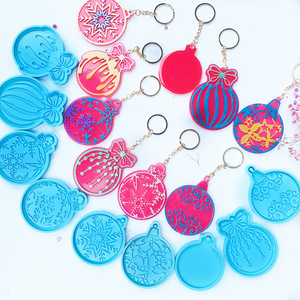 Resina <span class=keywords><strong>de</strong></span> cristal DIY SERIE <span class=keywords><strong>DE</strong></span> Navidad llavero colgantes decorativos múltiples moldes circulares <span class=keywords><strong>de</strong></span> silicona <span class=keywords><strong>de</strong></span> copo <span class=keywords><strong>de</strong></span> nieve en bolsa OPP - Product Image 1