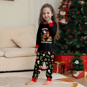 Pijamas navideños a juego para la familia, adultos, niños, dibujos animados, Papá Noel, ciervo, árbol, estampado de regalo, conjunto de pantalones y camiseta de manga larga para estar en casa - Product Image 4