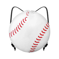 Sac de sport personnalisé avec logo pour football et basketball, en polyester 210D, en forme de ballon, blanc, avec cordon de serrage, pour événements sportifs