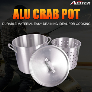 AGITEK Pot d'ébullition de fruits de mer en alliage d'aluminium avec panier intérieur Conteneurs de pêche portables Pot de crabe Accessoires de pêche - Product Image 6