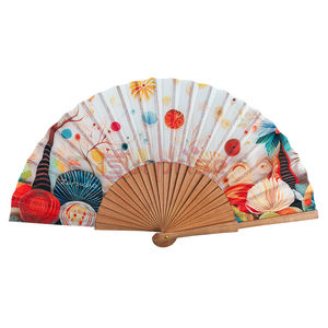 23cmカスタムロゴプリント折りたたみ式ハンドファンパーソナライズオリジナル木製ハンドヘルドファンスペインの結婚式の女性 - Product Image 3