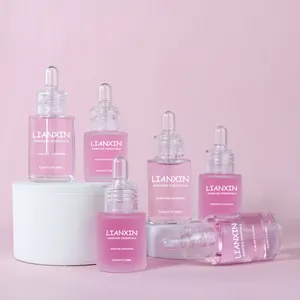 Flacon compte-gouttes en verre dépoli à épaulement plat de 1oz 100ml rose et blanc transparent pour l'huile essentielle de soin de la peau flacon transparent d'essence