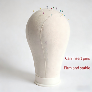 Canvas Foam Mannequin <b>Head</b> Block with Needle Holes and Multiple Sizes for Wig <b>Styling</b>, Display and Training - Product Image 2