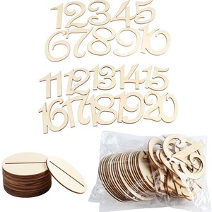Números de mesa de madera cortados con láser en color madera natural con base para decoración de bodas y fiestas, elegantes tarjetas de lugar de estilo europeo para bricolaje. - Product Image 2