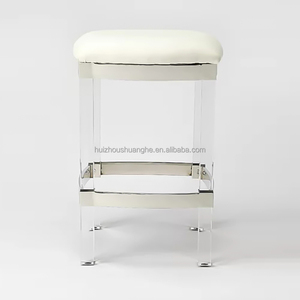 Bar Furniture Modern Pu Leather Bar <strong>Stool</strong> Metal Frame <strong>Counter</strong> <strong>Height</strong> Acrylic Bar <strong>Stools</strong> for Kitchen - Product Image 4