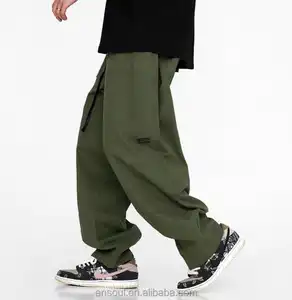 Pantalon baggy parachute vert surdimensionné pour hommes fabricant de vêtements en gros OEM