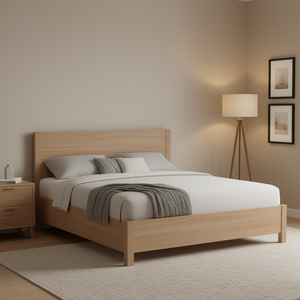 Cadre de lit en bois gris clair durable, taille California King, avec revêtement en polyester, design de lit moelleux - Product Image 2