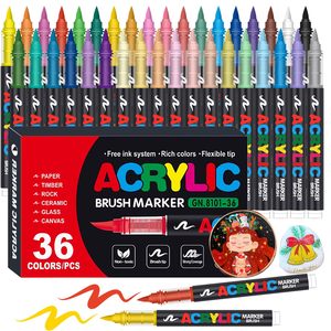 NOVISON - Marcadores Acrílicos de Punta de Pincel de 36 Colores, de Plástico, para Manualidades, Arte y Regalos de Navidad - Product Image 1