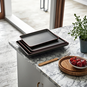 Wholesale Custom Restaurant Melamine Plastic <strong>Wooden</strong> Serving <strong>Trays</strong> - Product Image 6