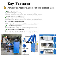Extracteur de fumée de soudage portable à haute efficacité avec filtre à air, précision de filtration 99,99 %, dépoussiéreur autonettoyant 1500-4500 m³/h