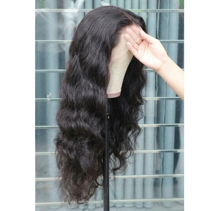 Perruque longue ondulée noire pour femmes, aspect naturel, cheveux humains doux, résistante à la chaleur, pour usage quotidien, fête, cosplay, mode - Product Image 2