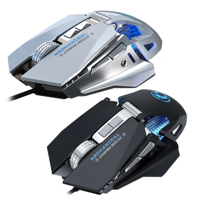 IMICE-ratón de juegos T96 con cable USB, retroiluminación RGB, 6 velocidades, 7200DPI, Macro definición ajustable, 7 botones, ergonómico, para PC