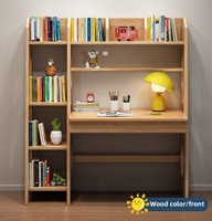 Ensemble bureau et bibliothèque en bois massif au design simple pour les élèves du primaire et du collège, table d'étude compacte pour les petits espaces - pour