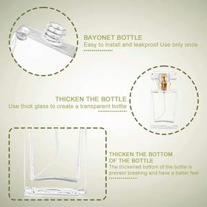 Portable Square 50ml &amp; 100ml Clear Glass <strong>Perfume</strong> Bottles Refillable Empty <strong>Atomizer</strong> Pump Sprayer Screen Printed for Fragrances - Product Image 5
