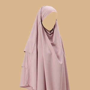 高品質カスタム女性のKhimar Hijab手作り無地シフォン<span class=keywords><strong>3</strong></span>層アバヤ長いイスラム教徒のヒジャブ夏用 - Product Image 4