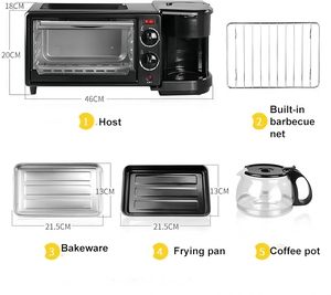 Nuevo Producto en Oferta, Máquina para Desayunar 3 en 1, <span class=keywords><strong>Horno</strong></span> Microondas, Cafetera <span class=keywords><strong>y</strong></span> Sartén, Acero Inoxidable, Grado Comercial, Hogar Inteligente - Product Image 3