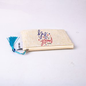 Mini borsa cosmetica di iuta eco-friendly e resistente alla moda con stampe animalier OEM tela tela con cerniera viaggio trucco promozionale da donna - Product Image 2