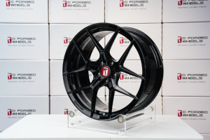 5x114. पहियों के नए कंगुफा डिजाइन दो टुकड़े जाली एल्यूमीनियम मिश्र धातु पहियों काले फिनिश सार्वभौमिक फिटमेंट 15-26 इंच 5x114.3/112/130 - Product Image 4