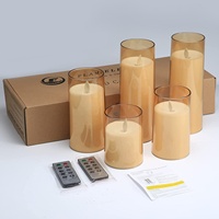 Vente chaude scintillant alimenté par batterie fenêtre lumière sans flamme LED gris or verre pilier bougie décoration de noël anniversaires