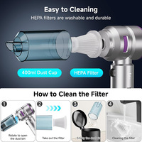 Aspirateur à main sans brosse haute puissance dépoussiérage gonfleur intégré grande aspiration double usage Mini souffleur de poussière sans sac