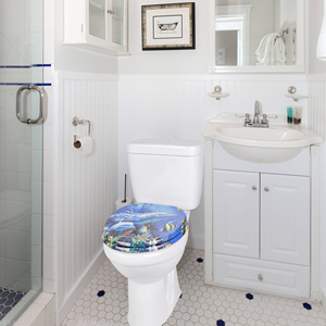 Housse de siège de toilette moderne en <span class=keywords><strong>bois</strong></span> moulé MDF pour salle de bain baleine monde marin imprimé personnalisé housse de siège de toilette en MDF - Product Image 4