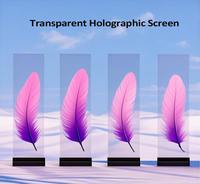 Film LED holographique transparent 3D OEM, affichage LED publicitaire, adhésif pour verre, écran LED ultra fin pour fenêtre en verre
