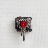 Gelang Pesona Italia Tema Merah Hitam Grosir, Gelang Pesona DIY 9mm dengan Pesona Enamel Hati Apel Bunga Jaring Laba-laba untuk Perhiasan