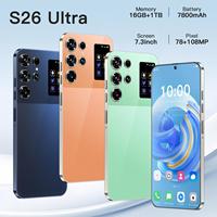 هاتف ذكي S26 Ultra بشاشة 7.3 بوصة يدعم 5G، معالج عشاري النواة، ذاكرة تخزين 1 تيرابايت، ذاكرة وصول عشوائي 16 جيجابايت، شريحتي اتصال، بيع مباشر من المصنع