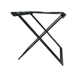 Porte-bagages pliable noir pour hôtel Présentoir en métal Étagères de valise avec sangles en nylon - Product Image 4