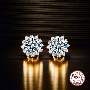 Dazzling 6mm Single Cubic Zircon <strong>Gem</strong> Stone Crystal Plated 925 Sterling Silver Needle Stud <strong>Earrings</strong> for Womens Gathering Jewelry - Product Image 5