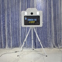 Imprimante Photo Booth, Appareil Photo, Mini PC, Coque Photobooth LCD Tactile 21,5 Pouces avec Valise de Transport, Trépied Réglable pour Mariage et Selfie