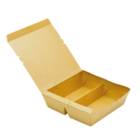 Boîte à lunch en papier kraft biodégradable à compartiments multiples, conteneur alimentaire jetable pour nouilles, salades, fast-food