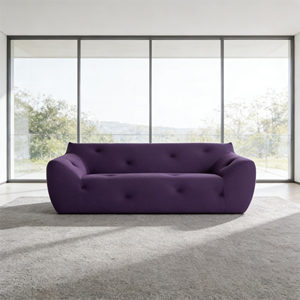 Sofá Redondeado Acolchado con Botones de Felpa Morado Oscuro, Estilo Personalizado de Lujo Ligero, Sofás de Sala de Estar, Sofá de Tela para Uso Recreativo - Product Image 2