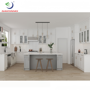 Meuble de cuisine <span class=keywords><strong>gris</strong></span> peint de style Shaker américain en bois, prix usine Thaïlande - Product Image 2