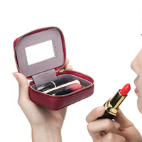 Trousse de maquillage souple et durable pochette porte-monnaie seau en cuir de luxe mini sac de rouge à lèvres cosmétique boîte avec miroir