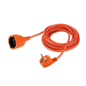 Barato 5m Laranja EU Plug 3 Pólo para Soquete Francês Extensão Power Cord