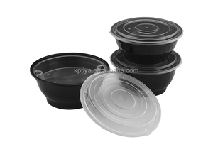 Tazón de sopa de fideos PP desechable para sacar el embalaje de alimentos Tazón de plástico para ir Tazón de ensalada negro con tapa transparente para contenedor de alimentos - Product Image 4