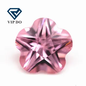 Wuzhou Kubik Zirkon 3*3mm-12*12Mm Warna Merah Muda Bunga Potong Kubik Zirkonia Batu Permata Longgar Sintetis Plum Mekar Bentuk Batu CZ