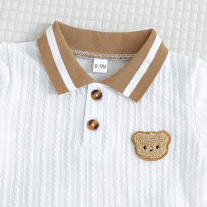 Conjunto de Dos Piezas de Ropa Casual para Niños, Bordado con Osito, para Verano, Deportivo, Informal, al Aire Libre - Product Image 2