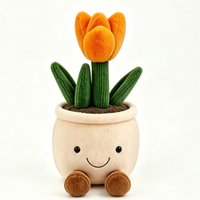 Jouet en peluche Kedi mignon, bouquet de tulipes artificielles, poupée décorative, cadeau, fleur en peluche