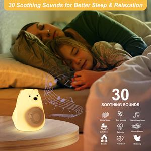 Noyaux nouvel ours <span class=keywords><strong>polaire</strong></span> blanc bruit Machine tapotant lampe veilleuse <span class=keywords><strong>aide</strong></span> au sommeil apaisant sons enregistrement - Product Image 3