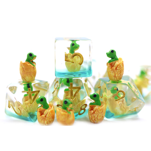 Bộ xúc xắc khủng long màu vàng dễ thương đa diện RPG nhựa xúc xắc ngục tối và rồng - Product Image 4