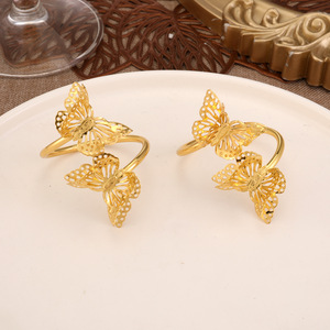 Anneau de serviette double papillon Décoration de table de mariage Fermoir de serviette en métal - Product Image 5